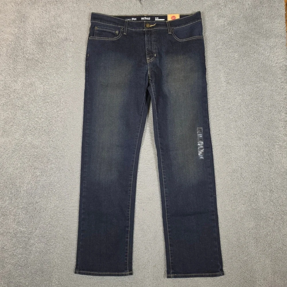 Urban Pipeline Straight Jeans Mens 34x30 Dark Wash‎ Ultimate Flex Denim NEW